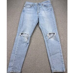 Levi's Jeans Women's 30 Blue Light Wash Button Fly Ripped High Rise Whiskered